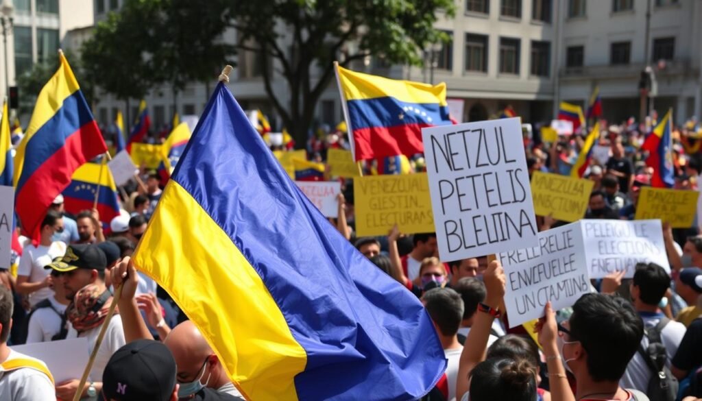 Demonstrasi terbaru menuntut pemilu yang bebas dan adil di Venezuela terkait isu HAM di Venezuela Demonstrasi terbaru menuntut pemilu yang bebas dan adil di Venezuela terkait isu HAM di Venezuela