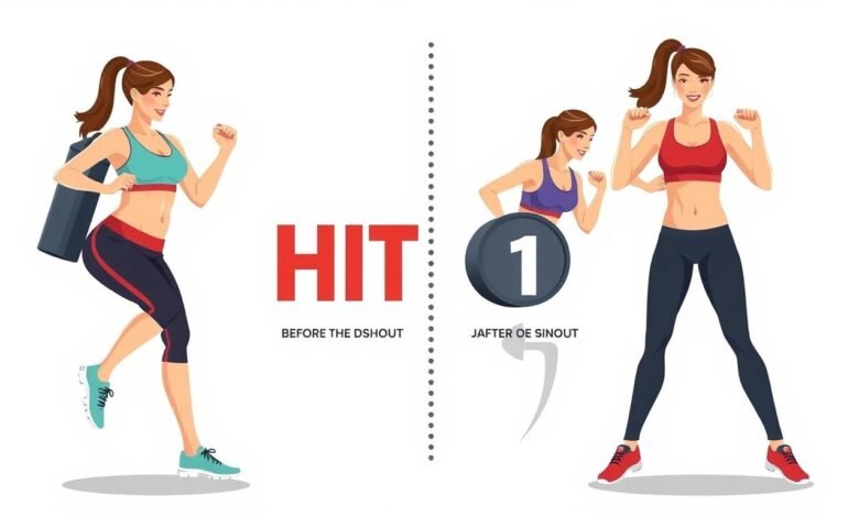 Ilustrasi HIIT untuk pemula turun berat badan dengan gerakan dasar
