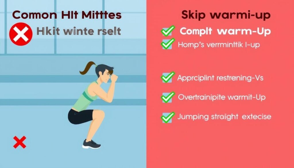 Ilustrasi kesalahan umum dalam HIIT untuk pemula Ilustrasi kesalahan umum dalam HIIT untuk pemula
