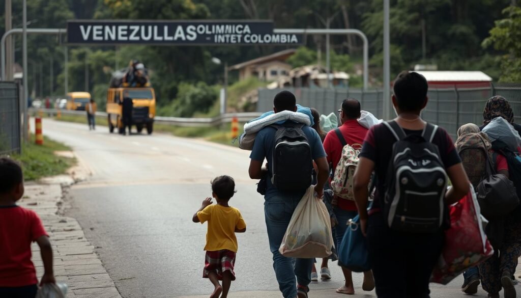 Pengungsi Venezuela menyeberangi perbatasan ke Kolombia akibat krisis HAM di Venezuela Pengungsi Venezuela menyeberangi perbatasan ke Kolombia akibat krisis HAM di Venezuela